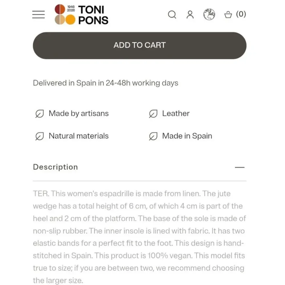 TONI PONS TER Medium Wedge Vegan Espadrilles in Stone, sz 40 EU / 9 US